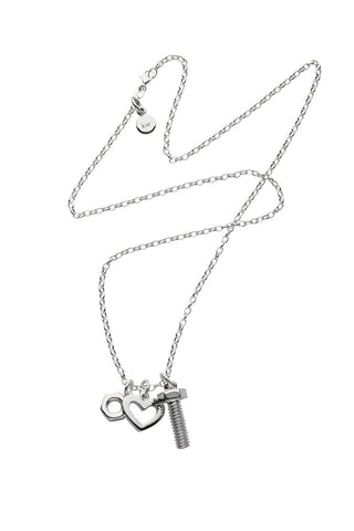 Nut, Bolt & Heart Pendant Silver