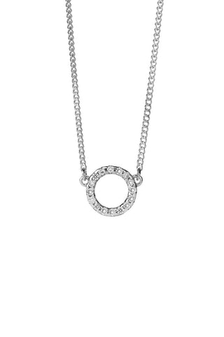 Orbit Diamond Necklace, 9ct White Gold, .11ct Diamond