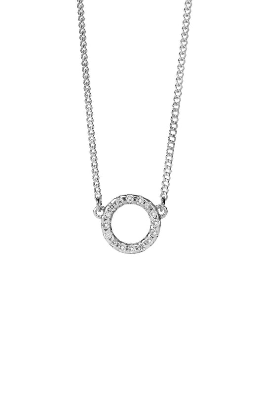 Orbit Diamond Necklace, 9ct White Gold, .11ct Diamond