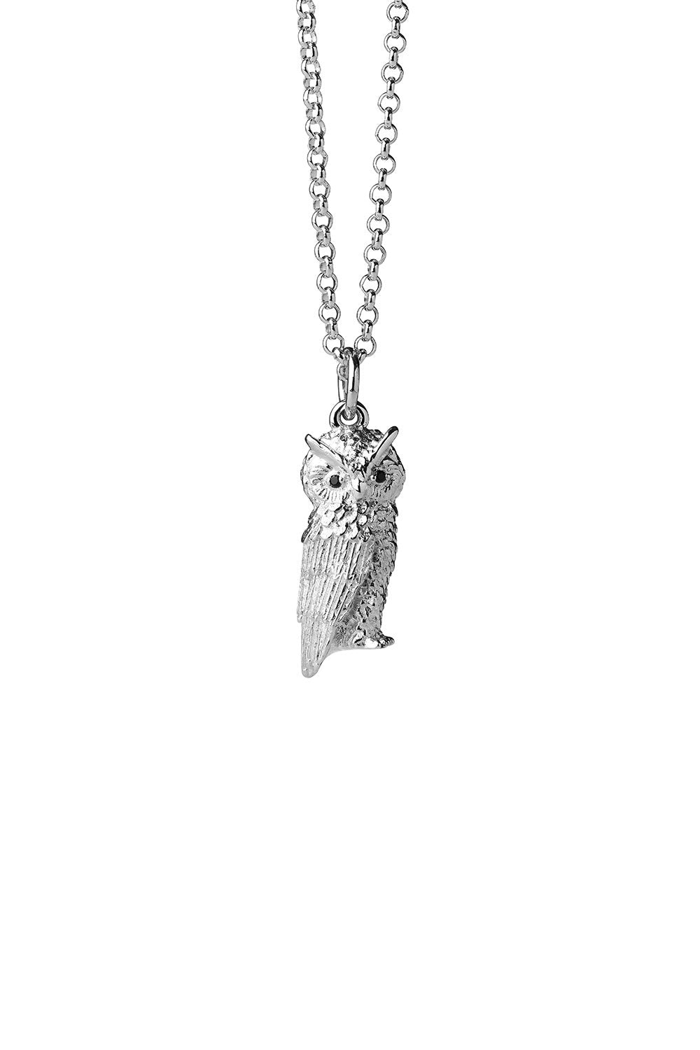 Owl Necklace Silver with Garnet