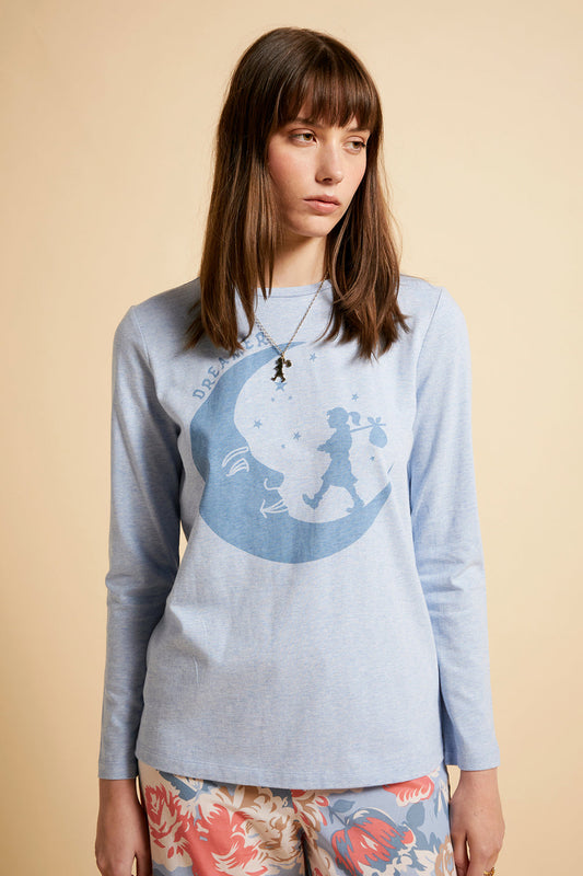 Dreamers Unite Long Sleeve Tee Cerulean Blue