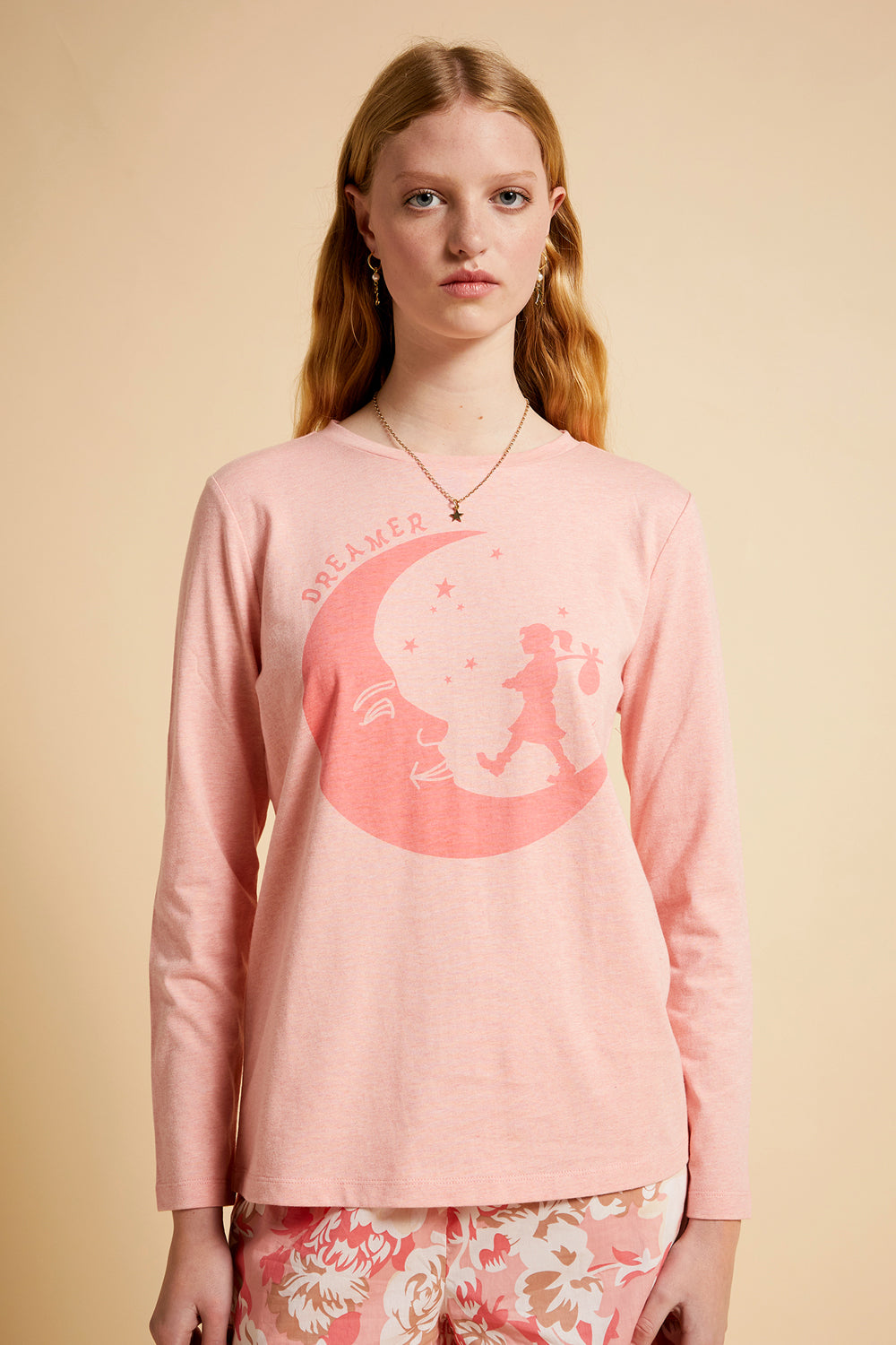 Papinelle x Karen Walker Dreamers Unite Long Sleeve Tee Shell Pink