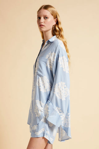 Flower Ball Oversized Shirt Cerulean Blue