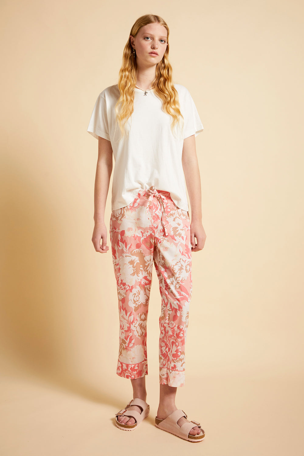 Papinelle x Karen Walker Ornamental Floral Crop Pant Shell Pink