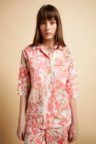 Papinelle x Karen Walker Ornamental Floral Crop PJ Shirt Shell Pink