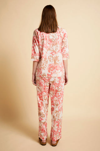 Papinelle x Karen Walker Ornamental Floral Crop PJ Shirt Shell Pink