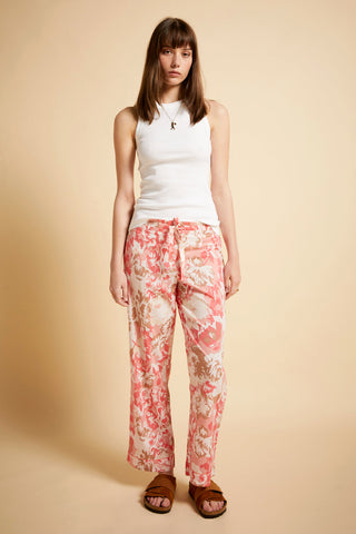 Papinelle x Karen Walker Ornamental Floral Full Length Pant Shell Pink