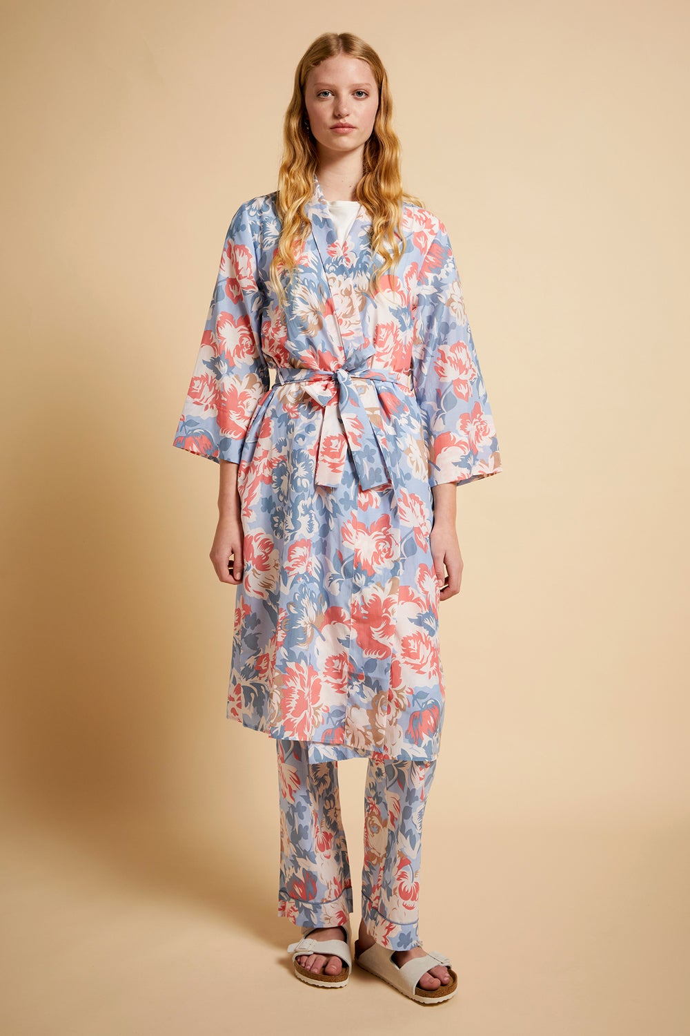 Ornamental Floral Maxi Robe Cerulean Blue