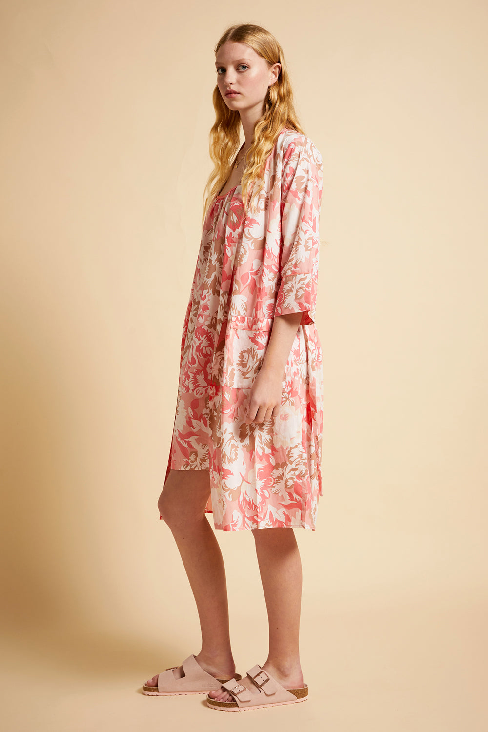 Papinelle x Karen Walker Ornamental Floral Midi Robe Shell Pink