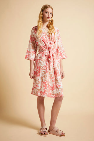 Papinelle x Karen Walker Ornamental Floral Midi Robe Shell Pink