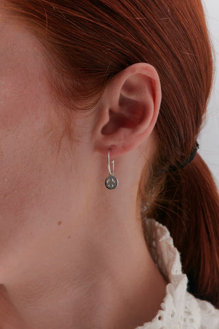 Peace Hoop Earrings Silver