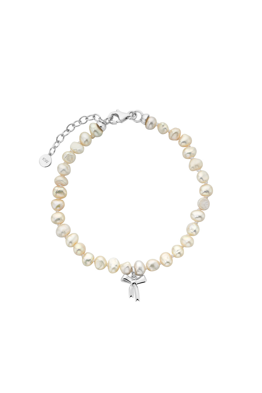 Petite Bow with Pearls Bracelet Silver