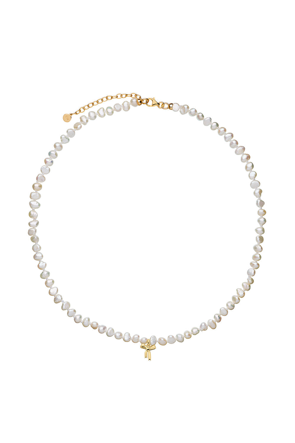 Petite Bow with Pearls Necklace Gold