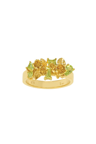 Rock Garden Flowers Ring Gold & Peridot