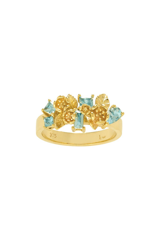 Rock Garden Flowers Ring Gold & Topaz