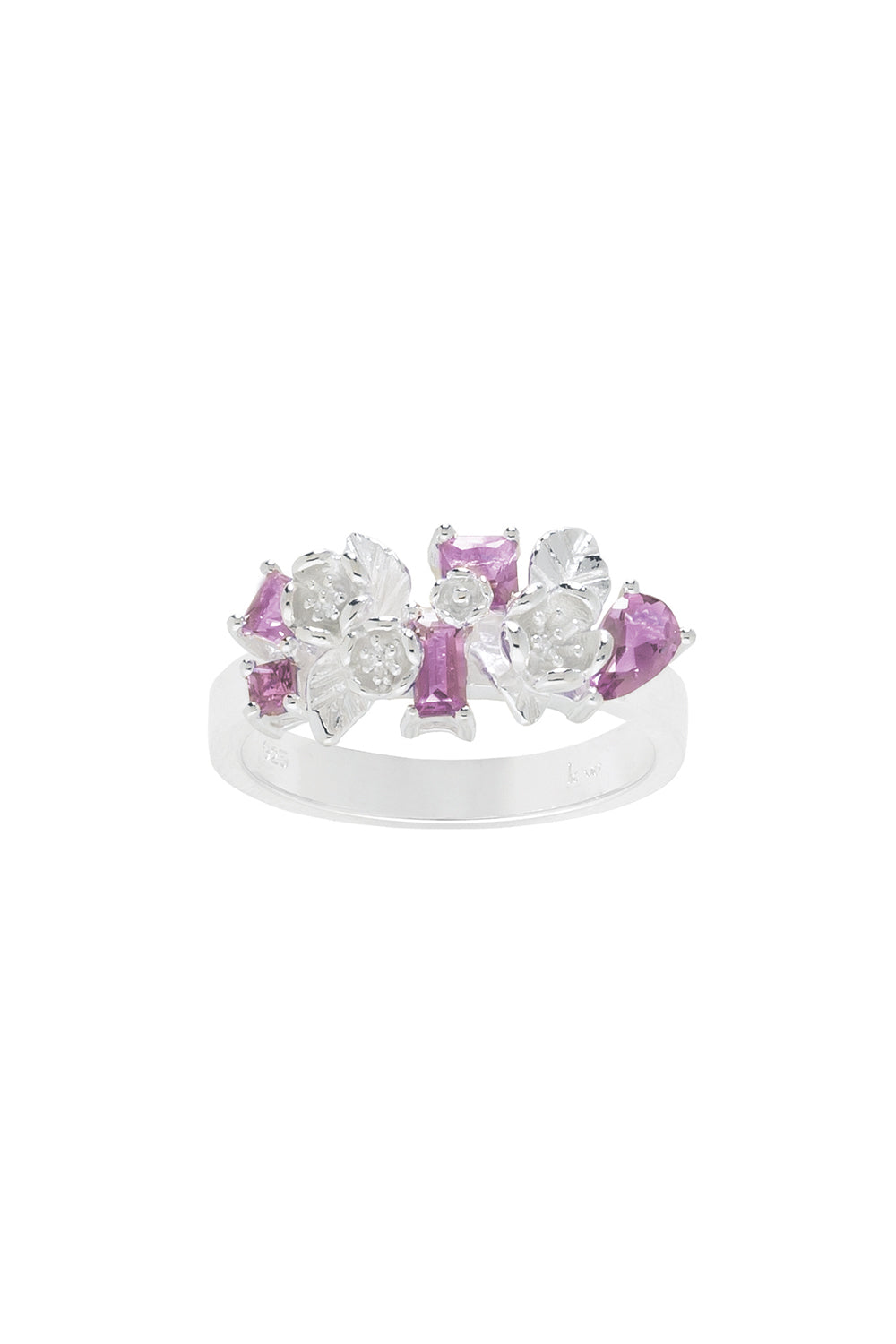 Rock Garden Flowers Ring Silver & Amethyst