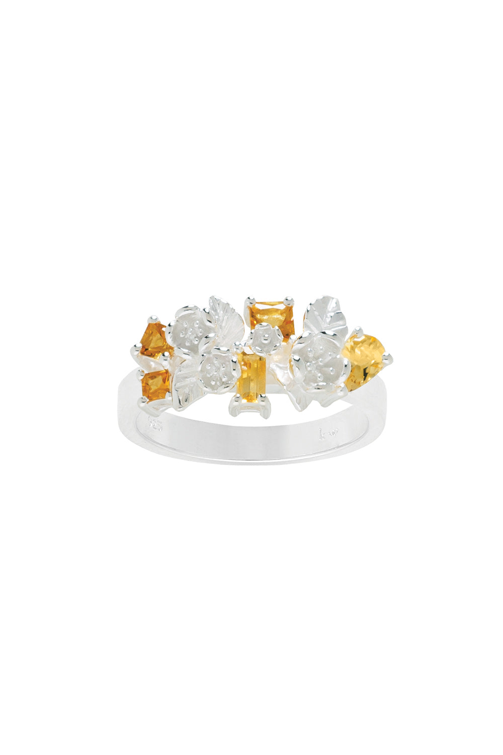 Rock Garden Flowers Ring Silver & Citrine