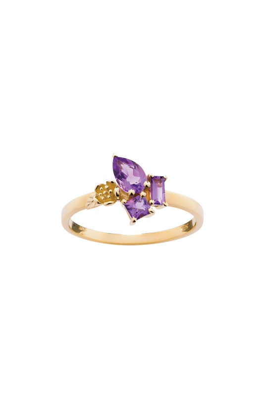 Rock Garden Mini Ring Gold & Amethyst