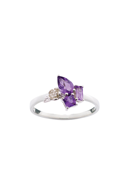 Rock Garden Mini Ring Silver & Amethyst