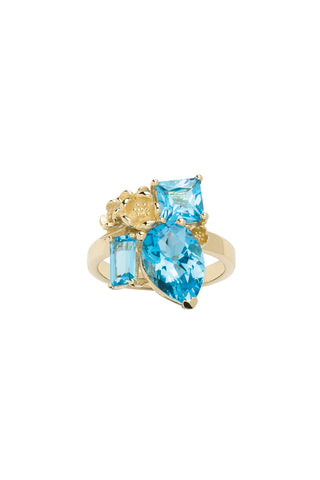 Rock Garden Ring Gold & Topaz