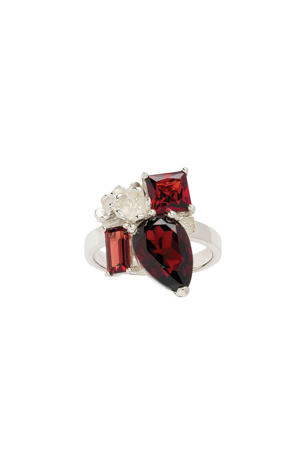 Rock Garden Ring Silver & Garnet