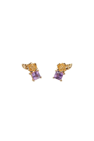 Rock Garden Studs Gold & Amethyst