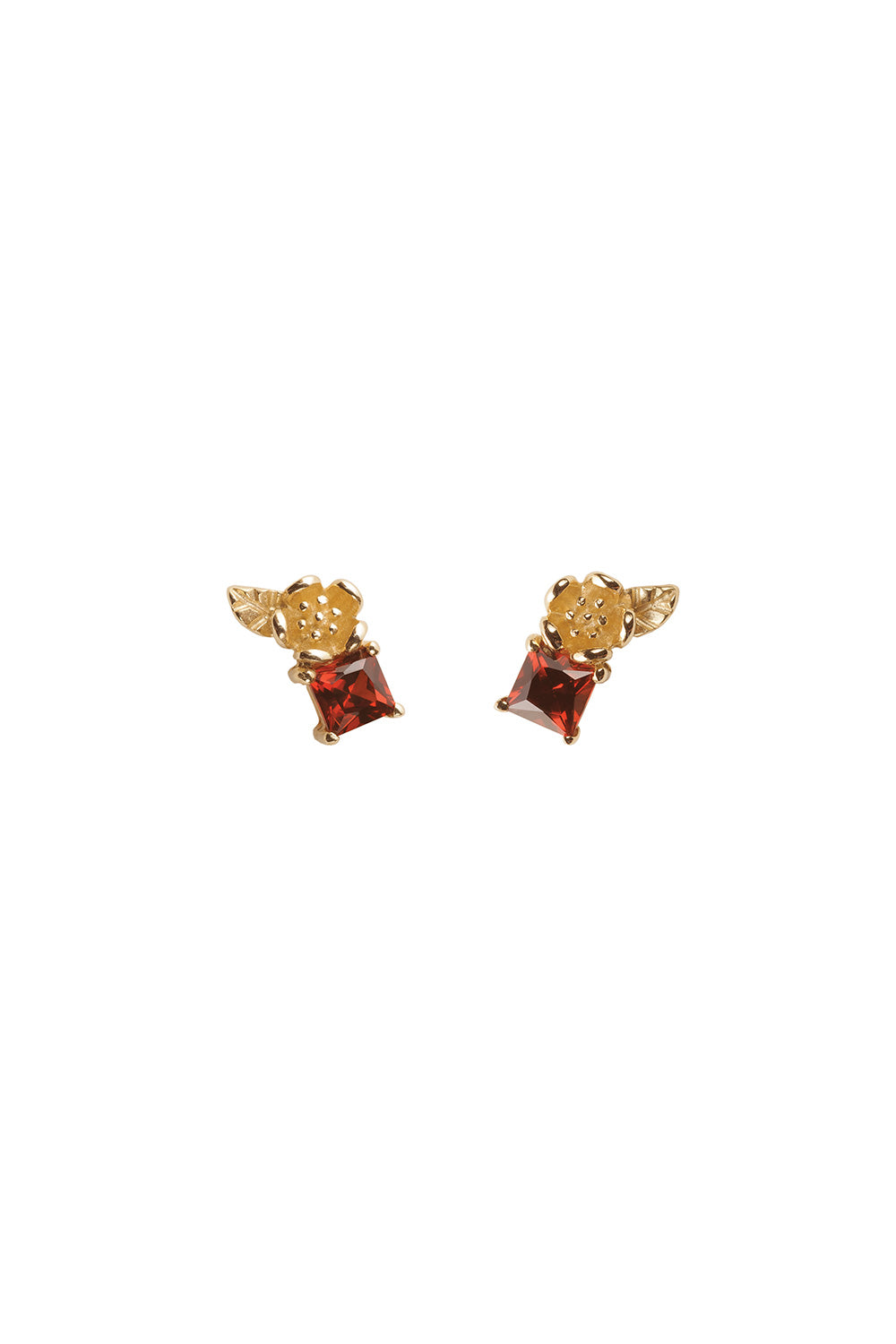 Rock Garden Studs Gold & Garnet