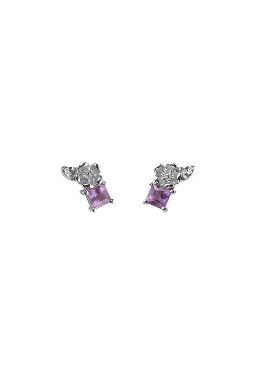 Rock Garden Studs Silver & Amethyst