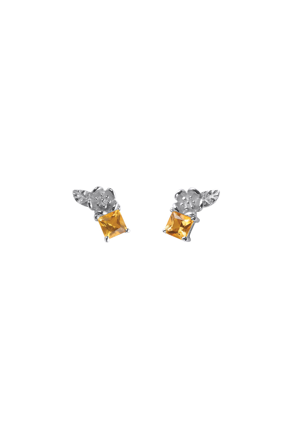 Rock Garden Studs Silver & Citrine