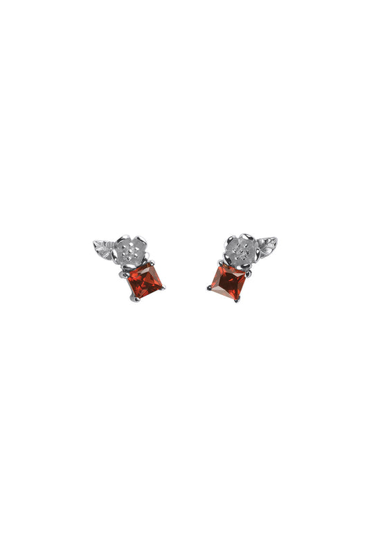 Rock Garden Studs Silver & Garnet