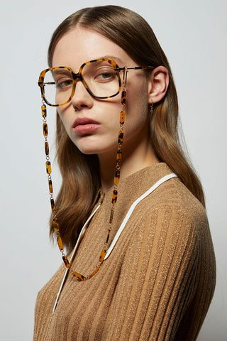 Rounded Acetate Eyewear Chain Crazy Tort