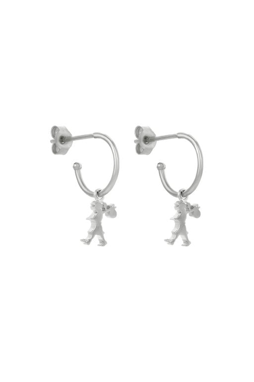 Runaway Girl Hoop Earrings Silver