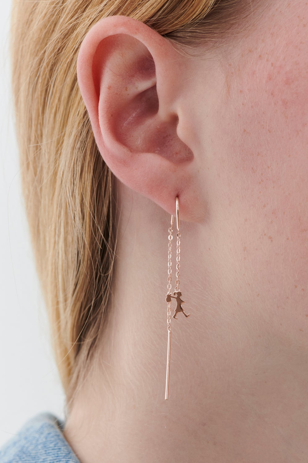 Runaway Girl Thread Earrings Rose Gold