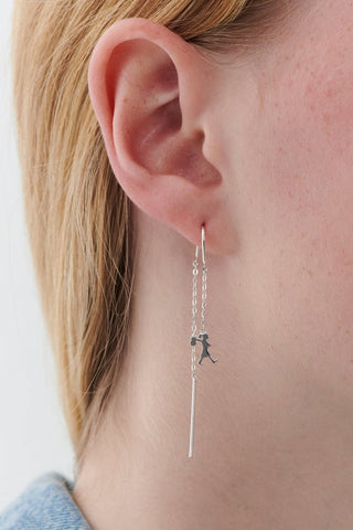 Runaway Girl Thread Earrings Silver