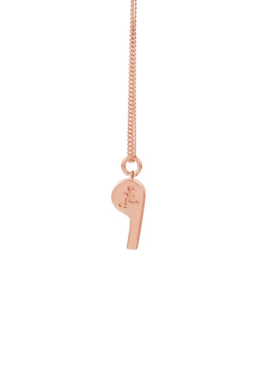 Runaway Soccer Girl Whistle Necklace Rose Gold