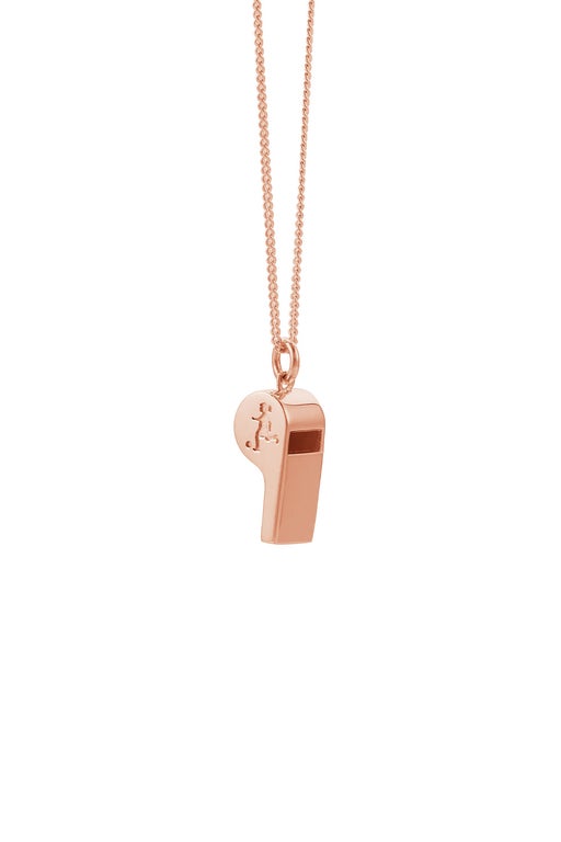 Runaway Soccer Girl Whistle Necklace Rose Gold