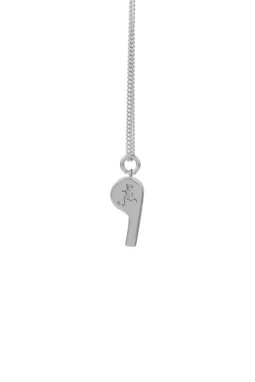 Runaway Soccer Girl Whistle Necklace Silver