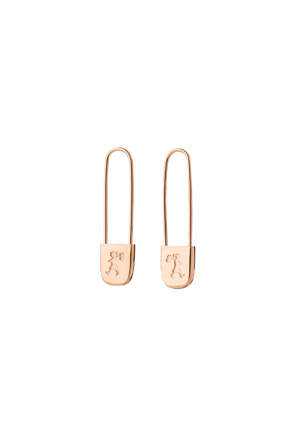 Runaway Safety Pin Earrings Rose Gold