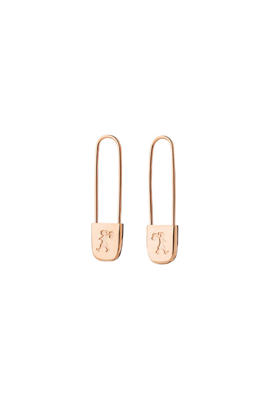 Runaway Safety Pin Earrings Rose Gold