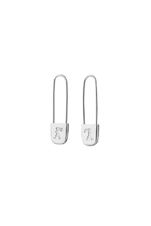 Runaway Safety Pin Earrings Silver