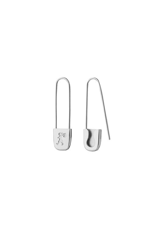 Runaway Safety Pin Earrings Silver