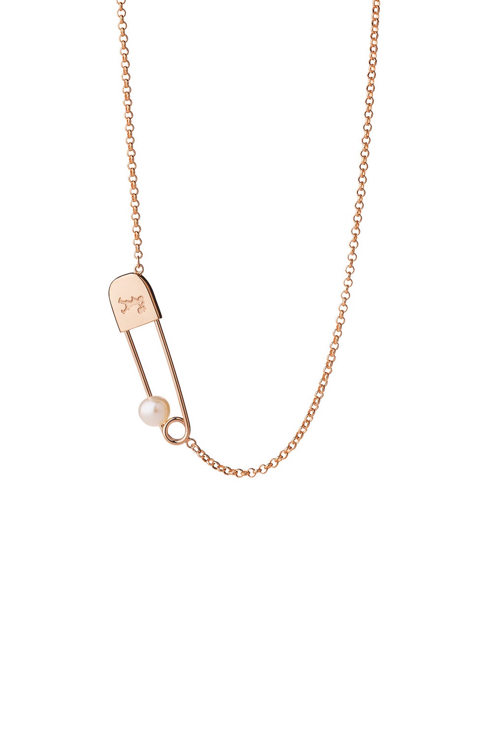 Runaway Safety Pin Necklace Rose Gold