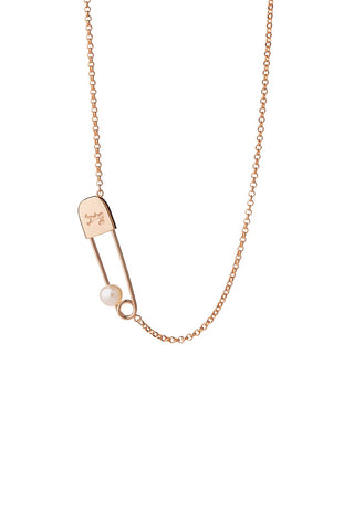 Runaway Safety Pin Necklace Rose Gold