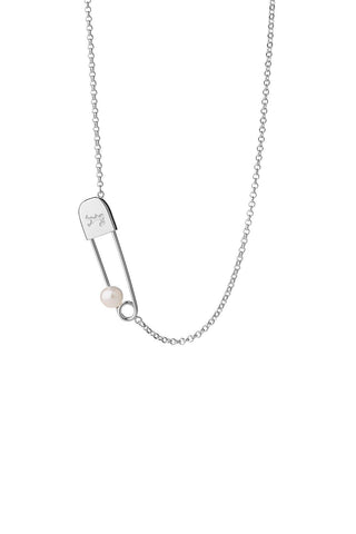 Runaway Safety Pin Necklace Silver