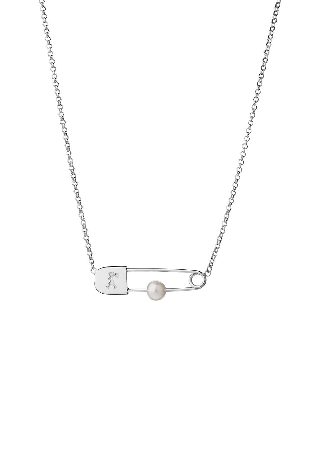 Runaway Safety Pin Necklace Silver