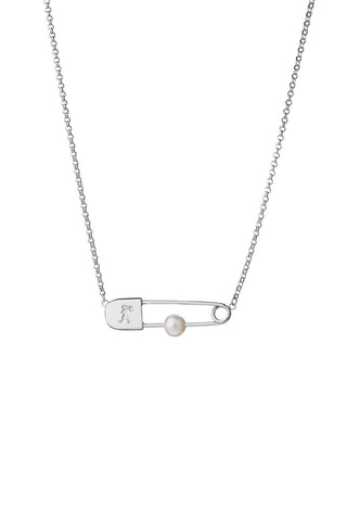 Runaway Safety Pin Necklace Silver