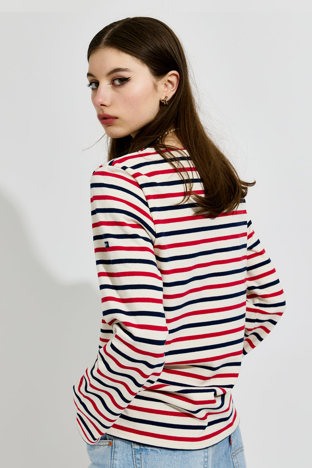 Meridien Moderne Tri-colour Striped Shirt