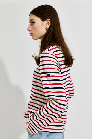 Meridien Moderne Tri-colour Striped Shirt