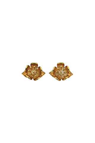 Single Flower Studs Gold