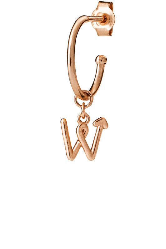 Single Initial Hoop Rose Gold